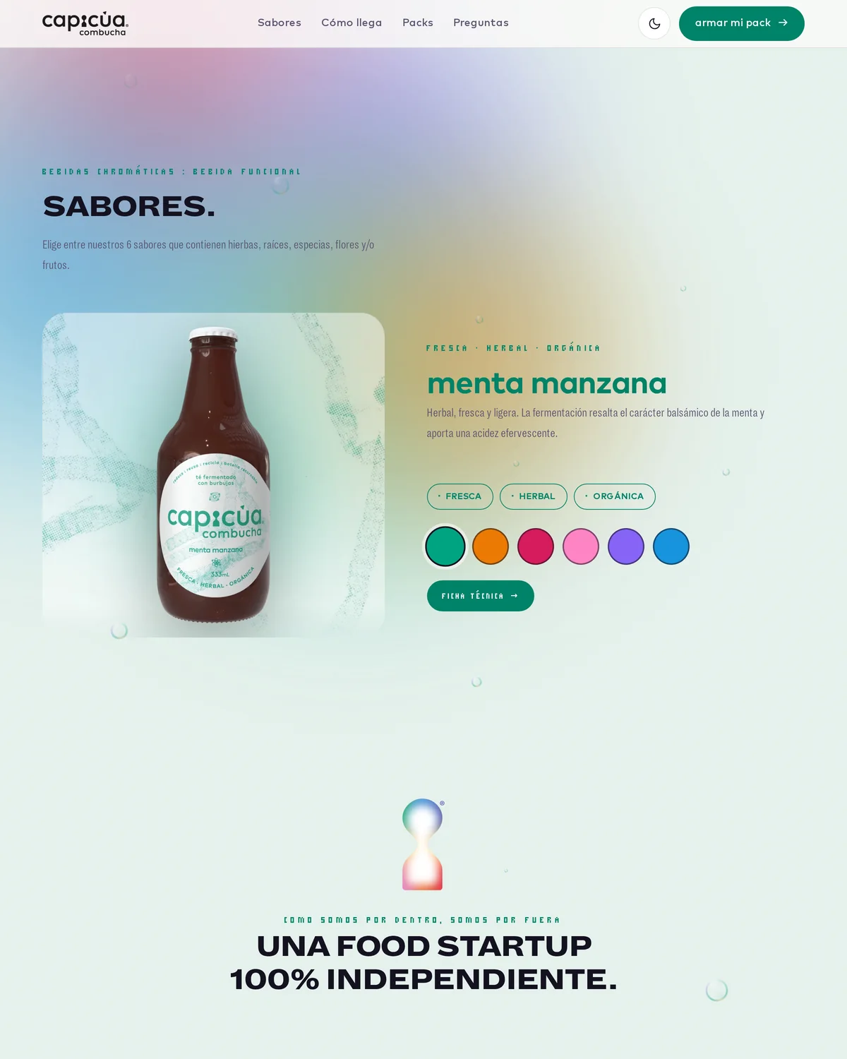 Capicúa — selector de sabores que recolorea la página